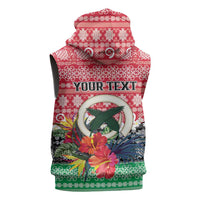 Personalised Vanuatu Joyeux Noel Sleeveless Zip Hoodie Proud To Be a Ni-Van Sand Drawing Art - Polynesian Pride