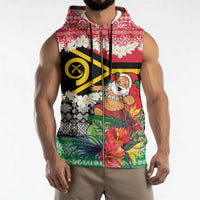 Personalised Vanuatu Joyeux Noel Sleeveless Zip Hoodie Proud To Be a Ni-Van Sand Drawing Art LT9 - Polynesian Pride