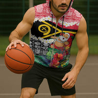 Personalised Vanuatu Joyeux Noel Sleeveless Zip Hoodie Proud To Be a Ni-Van Sand Drawing Art LT9 - Polynesian Pride
