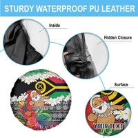 Personalised Vanuatu Joyeux Noel Spare Tire Cover Proud To Be a Ni-Van Sand Drawing Art - Polynesian Pride