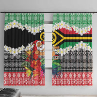 Personalised Vanuatu Joyeux Noel Window Curtain Proud To Be a Ni-Van Sand Drawing Art LT9 With Hooks Red - Polynesian Pride