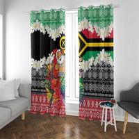 Personalised Vanuatu Joyeux Noel Window Curtain Proud To Be a Ni-Van Sand Drawing Art LT9 With Grommets Red - Polynesian Pride
