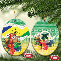 Personalised Malampa Joyeux Noel Ceramic Ornament Proud To Be a Ni-Van Sand Drawing Art LT9 Oval Lime - Polynesian Pride