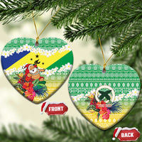 Personalised Malampa Joyeux Noel Ceramic Ornament Proud To Be a Ni-Van Sand Drawing Art LT9 Heart Lime - Polynesian Pride