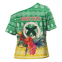 Personalised Malampa Joyeux Noel Cross Shoulder Shirt Proud To Be a Ni-Van Sand Drawing Art LT9 - Polynesian Pride