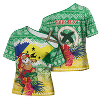 Personalised Malampa Joyeux Noel Cross Shoulder Shirt Proud To Be a Ni-Van Sand Drawing Art LT9 - Polynesian Pride