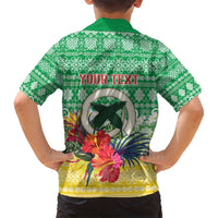 Personalised Malampa Joyeux Noel Family Matching Off Shoulder Short Dress and Hawaiian Shirt Proud To Be a Ni-Van Sand Drawing Art - Polynesian Pride