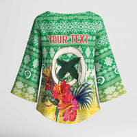 Personalised Malampa Joyeux Noel Kimono Sleeve Blouse Proud To Be a Ni-Van Sand Drawing Art LT9 - Polynesian Pride