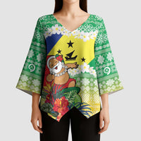 Personalised Malampa Joyeux Noel Kimono Sleeve Blouse Proud To Be a Ni-Van Sand Drawing Art LT9 - Polynesian Pride