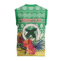 Personalised Malampa Joyeux Noel Christmas Knitted V-Neck Vest Proud To Be a Ni-Van Sand Drawing Art - Polynesian Pride