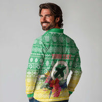 Personalised Malampa Joyeux Noel Long Sleeve Polo Shirt Proud To Be a Ni-Van Sand Drawing Art LT9 - Polynesian Pride