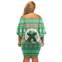 Personalised Malampa Joyeux Noel Off Shoulder Short Dress Proud To Be a Ni-Van Sand Drawing Art - Polynesian Pride