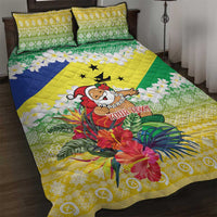 Personalised Malampa Joyeux Noel Quilt Bed Set Proud To Be a Ni-Van Sand Drawing Art LT9 Lime - Polynesian Pride