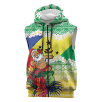 Personalised Malampa Joyeux Noel Sleeveless Zip Hoodie Proud To Be a Ni-Van Sand Drawing Art LT9 Lime - Polynesian Pride