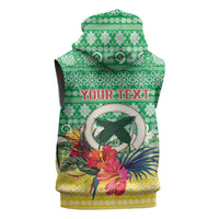 Personalised Malampa Joyeux Noel Sleeveless Zip Hoodie Proud To Be a Ni-Van Sand Drawing Art - Polynesian Pride