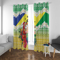 Personalised Malampa Joyeux Noel Window Curtain Proud To Be a Ni-Van Sand Drawing Art LT9 With Grommets Lime - Polynesian Pride