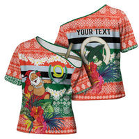 Personalised Penama Joyeux Noel Cross Shoulder Shirt Proud To Be a Ni-Van Sand Drawing Art LT9 - Polynesian Pride
