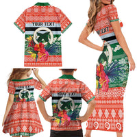 Personalised Penama Joyeux Noel Family Matching Short Sleeve Bodycon Dress and Hawaiian Shirt Proud To Be a Ni-Van Sand Drawing Art - Polynesian Pride