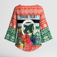 Personalised Penama Joyeux Noel Kimono Sleeve Blouse Proud To Be a Ni-Van Sand Drawing Art LT9 - Polynesian Pride