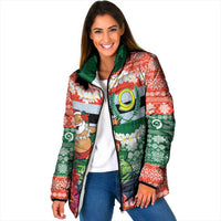 Personalised Penama Joyeux Noel Padded Jacket Proud To Be a Ni-Van Sand Drawing Art LT9 Women Red - Polynesian Pride