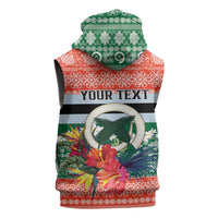 Personalised Penama Joyeux Noel Sleeveless Zip Hoodie Proud To Be a Ni-Van Sand Drawing Art LT9 - Polynesian Pride