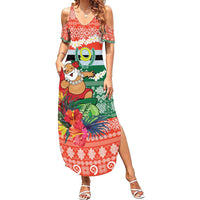 Personalised Penama Joyeux Noel Summer Maxi Dress Proud To Be a Ni-Van Sand Drawing Art - Polynesian Pride