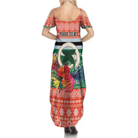 Personalised Penama Joyeux Noel Summer Maxi Dress Proud To Be a Ni-Van Sand Drawing Art - Polynesian Pride