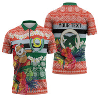 Personalised Penama Joyeux Noel Zipper Polo Shirt Proud To Be a Ni-Van Sand Drawing Art LT9 - Polynesian Pride