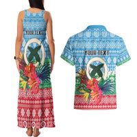 Personalised Sanma Joyeux Noel Couples Matching Tank Maxi Dress and Hawaiian Shirt Proud To Be a Ni-Van Sand Drawing Art - Polynesian Pride
