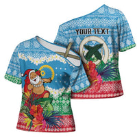 Personalised Sanma Joyeux Noel Cross Shoulder Shirt Proud To Be a Ni-Van Sand Drawing Art LT9 - Polynesian Pride