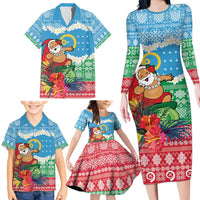 Personalised Sanma Joyeux Noel Family Matching Long Sleeve Bodycon Dress and Hawaiian Shirt Proud To Be a Ni-Van Sand Drawing Art - Polynesian Pride