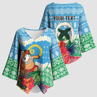 Personalised Sanma Joyeux Noel Kimono Sleeve Blouse Proud To Be a Ni-Van Sand Drawing Art LT9 - Polynesian Pride