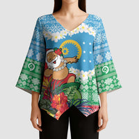 Personalised Sanma Joyeux Noel Kimono Sleeve Blouse Proud To Be a Ni-Van Sand Drawing Art LT9 - Polynesian Pride