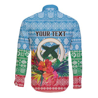 Personalised Sanma Joyeux Noel Long Sleeve Button Shirt Proud To Be a Ni-Van Sand Drawing Art LT9 - Polynesian Pride