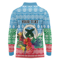 Personalised Sanma Joyeux Noel Long Sleeve Polo Shirt Proud To Be a Ni-Van Sand Drawing Art LT9 - Polynesian Pride