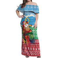 Personalised Sanma Joyeux Noel Off Shoulder Maxi Dress Proud To Be a Ni-Van Sand Drawing Art - Polynesian Pride
