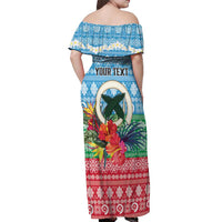 Personalised Sanma Joyeux Noel Off Shoulder Maxi Dress Proud To Be a Ni-Van Sand Drawing Art - Polynesian Pride