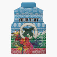 Personalised Sanma Joyeux Noel Sleeveless Puffer Jacket Proud To Be a Ni-Van Sand Drawing Art LT9 - Polynesian Pride