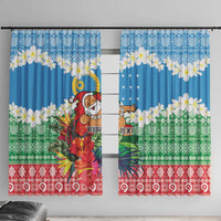Personalised Sanma Joyeux Noel Window Curtain Proud To Be a Ni-Van Sand Drawing Art LT9 With Hooks Blue - Polynesian Pride