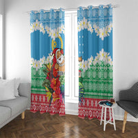 Personalised Sanma Joyeux Noel Window Curtain Proud To Be a Ni-Van Sand Drawing Art LT9 With Grommets Blue - Polynesian Pride