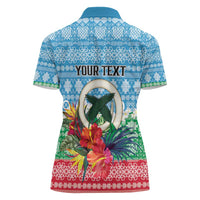 Personalised Sanma Joyeux Noel Women Polo Shirt Proud To Be a Ni-Van Sand Drawing Art - Polynesian Pride