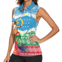 Personalised Sanma Joyeux Noel Women Sleeveless Polo Shirt Proud To Be a Ni-Van Sand Drawing Art - Polynesian Pride