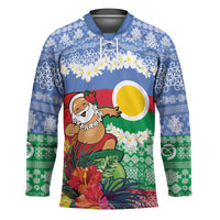 Personalised Shefa Joyeux Noel Hockey Jersey Proud To Be a Ni-Van Sand Drawing Art LT9 Unisex Blue - Polynesian Pride