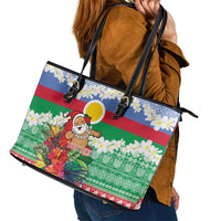 Personalised Shefa Joyeux Noel Leather Tote Bag Proud To Be a Ni-Van Sand Drawing Art - Polynesian Pride