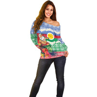Personalised Shefa Joyeux Noel Off Shoulder Sweater Proud To Be a Ni-Van Sand Drawing Art - Polynesian Pride
