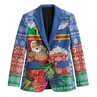 Personalised Tafea Joyeux Noel Blazer Proud To Be a Ni-Van Sand Drawing Art LT9 Unisex Blue - Polynesian Pride