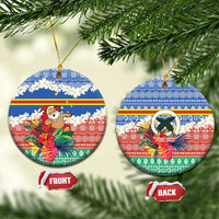 Personalised Tafea Joyeux Noel Ceramic Ornament Proud To Be a Ni-Van Sand Drawing Art LT9 Circle Blue - Polynesian Pride