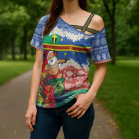 Personalised Tafea Joyeux Noel Cross Shoulder Shirt Proud To Be a Ni-Van Sand Drawing Art LT9 - Polynesian Pride