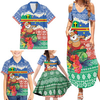 Personalised Tafea Joyeux Noel Family Matching Summer Maxi Dress and Hawaiian Shirt Proud To Be a Ni-Van Sand Drawing Art - Polynesian Pride