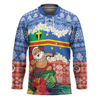 Personalised Tafea Joyeux Noel Hockey Jersey Proud To Be a Ni-Van Sand Drawing Art LT9 Unisex Blue - Polynesian Pride